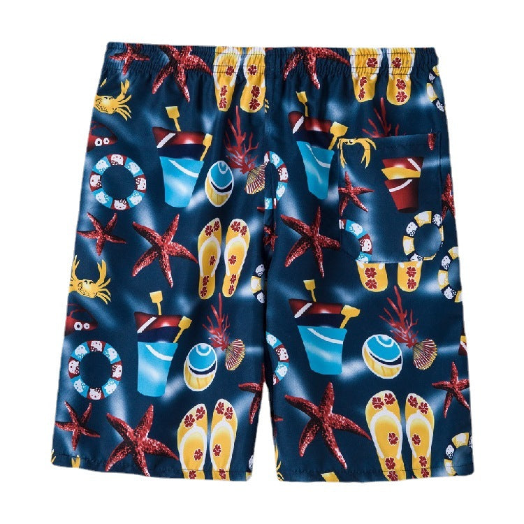 Wholesale Hawaiian Beach Style Set Men's Printed Short Sleeve Shirt + Beach Shorts